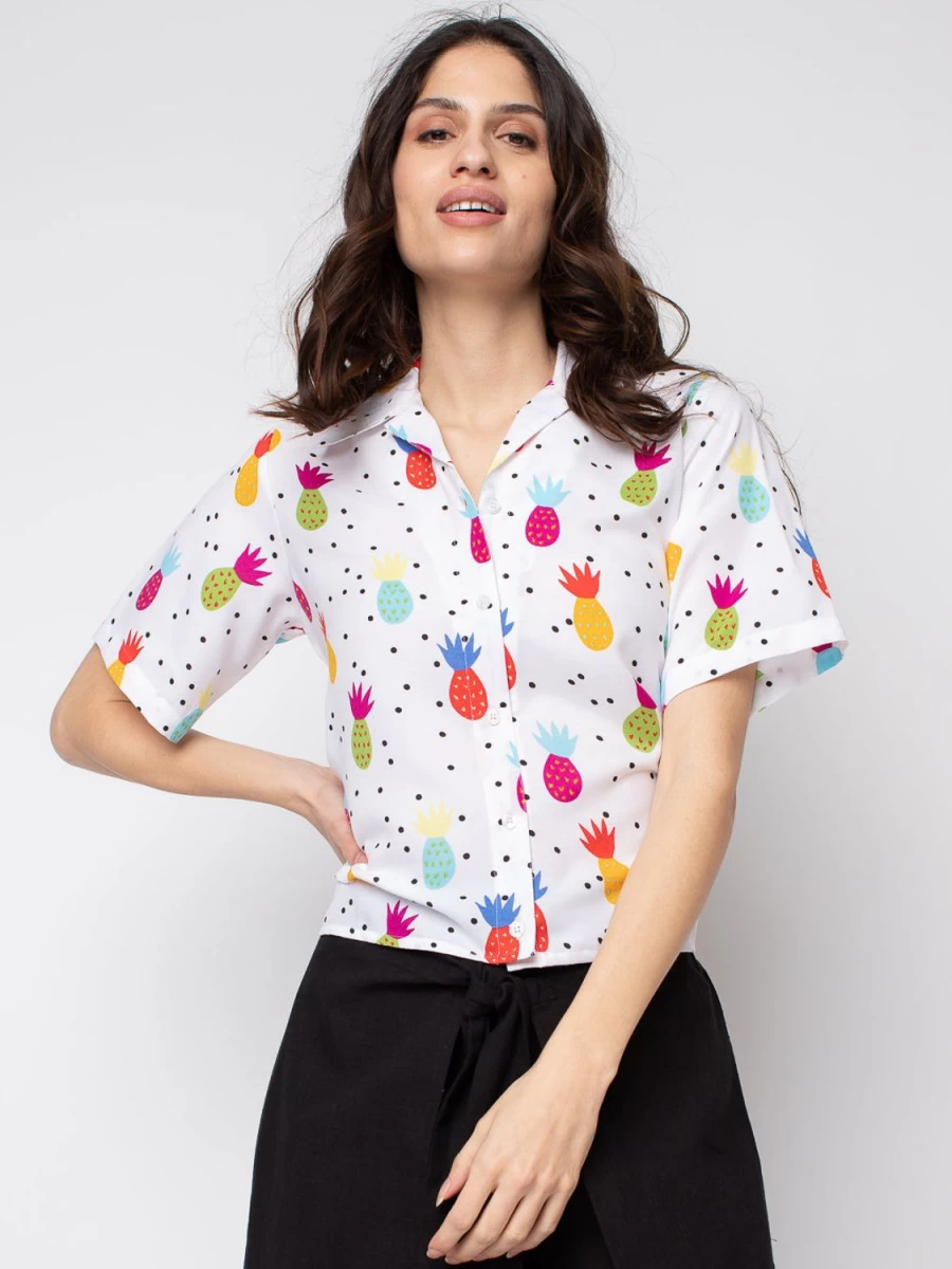 San Francisco Blouses | Short-Sleeve Fitted Blouse With Buttons