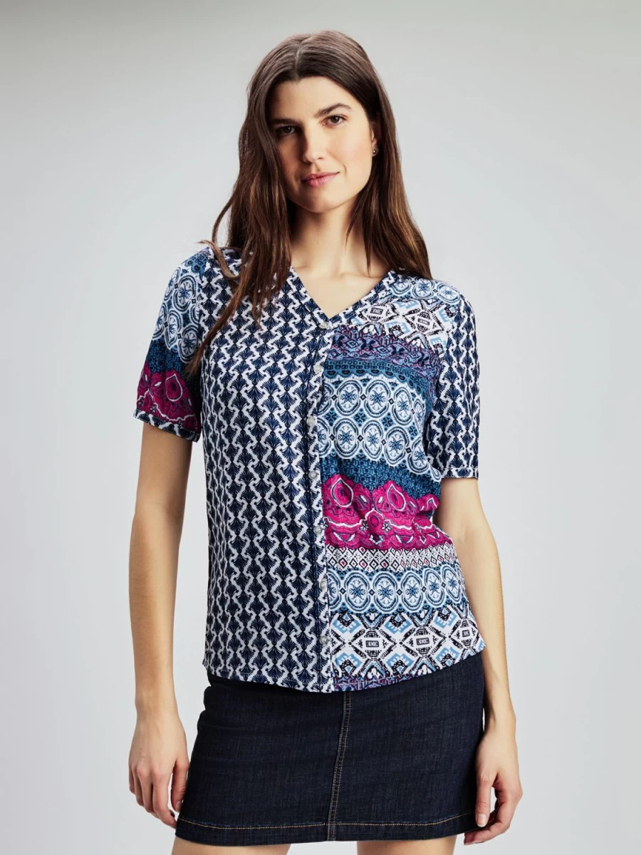 San Francisco Blouses | 3/4-Sleeve Loose Blouse With Buttons