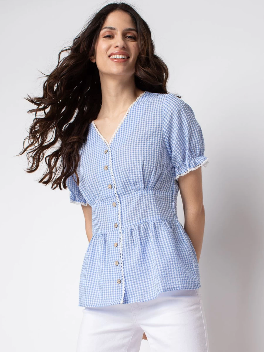 San Francisco Blouses | Short-Sleeve Fitted Blouse