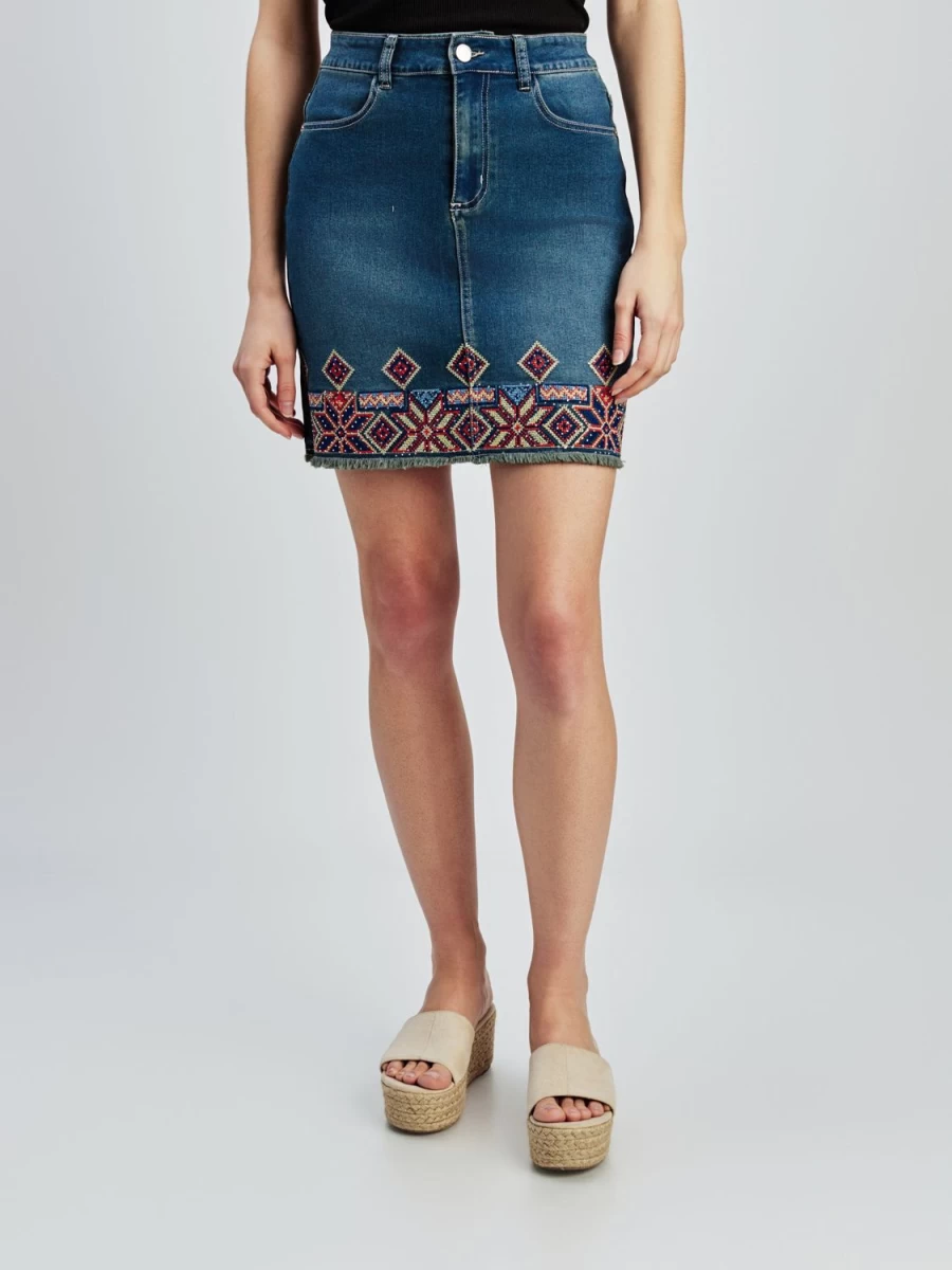San Francisco Skirts | Straight Denim Midi Skirt