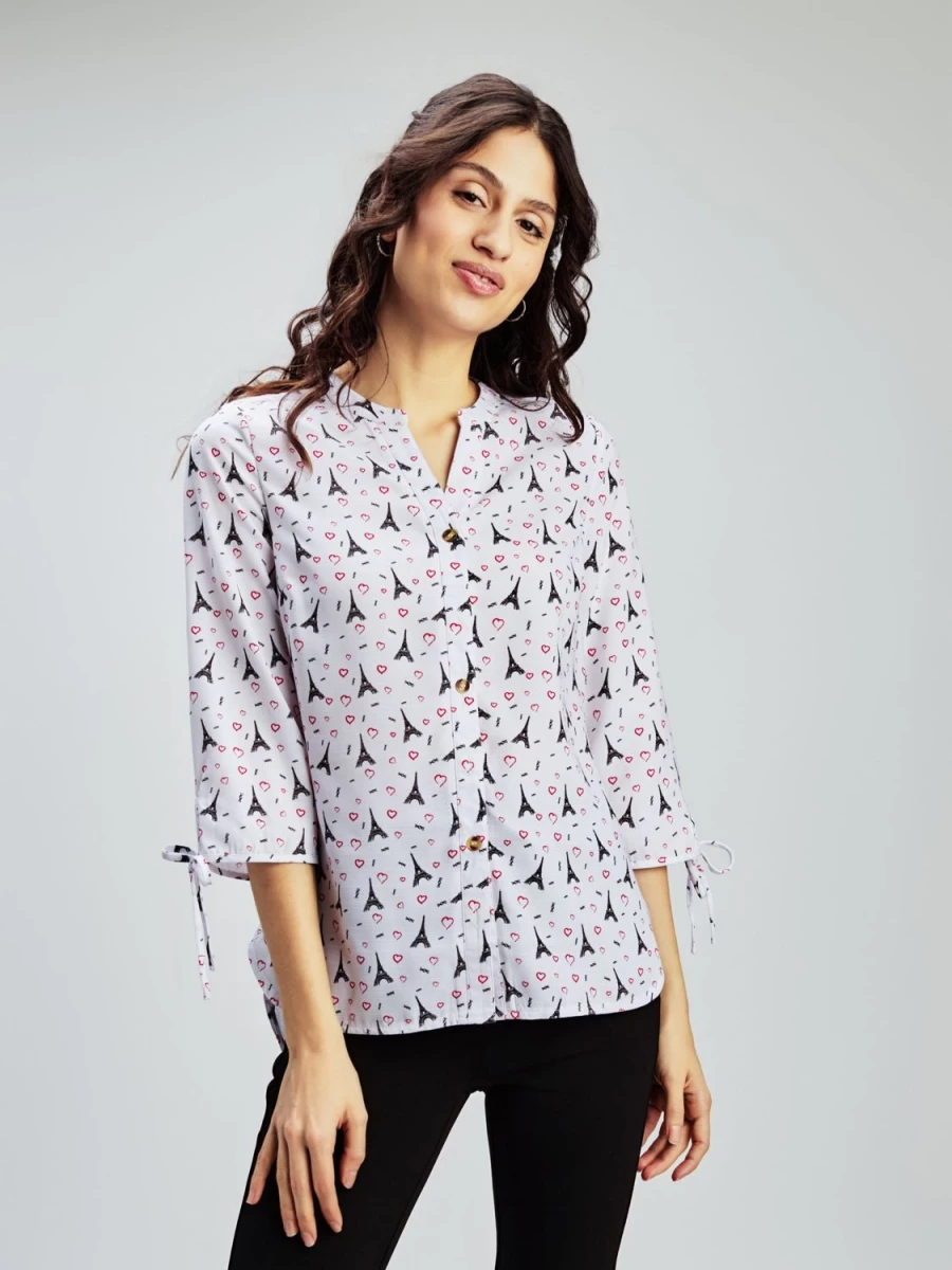 San Francisco Blouses | 3/4-Sleeve Loose Blouse With Buttons
