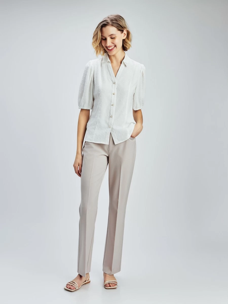 San Francisco Blouses | 3/4-Sleeve Fitted Blouse With Buttons