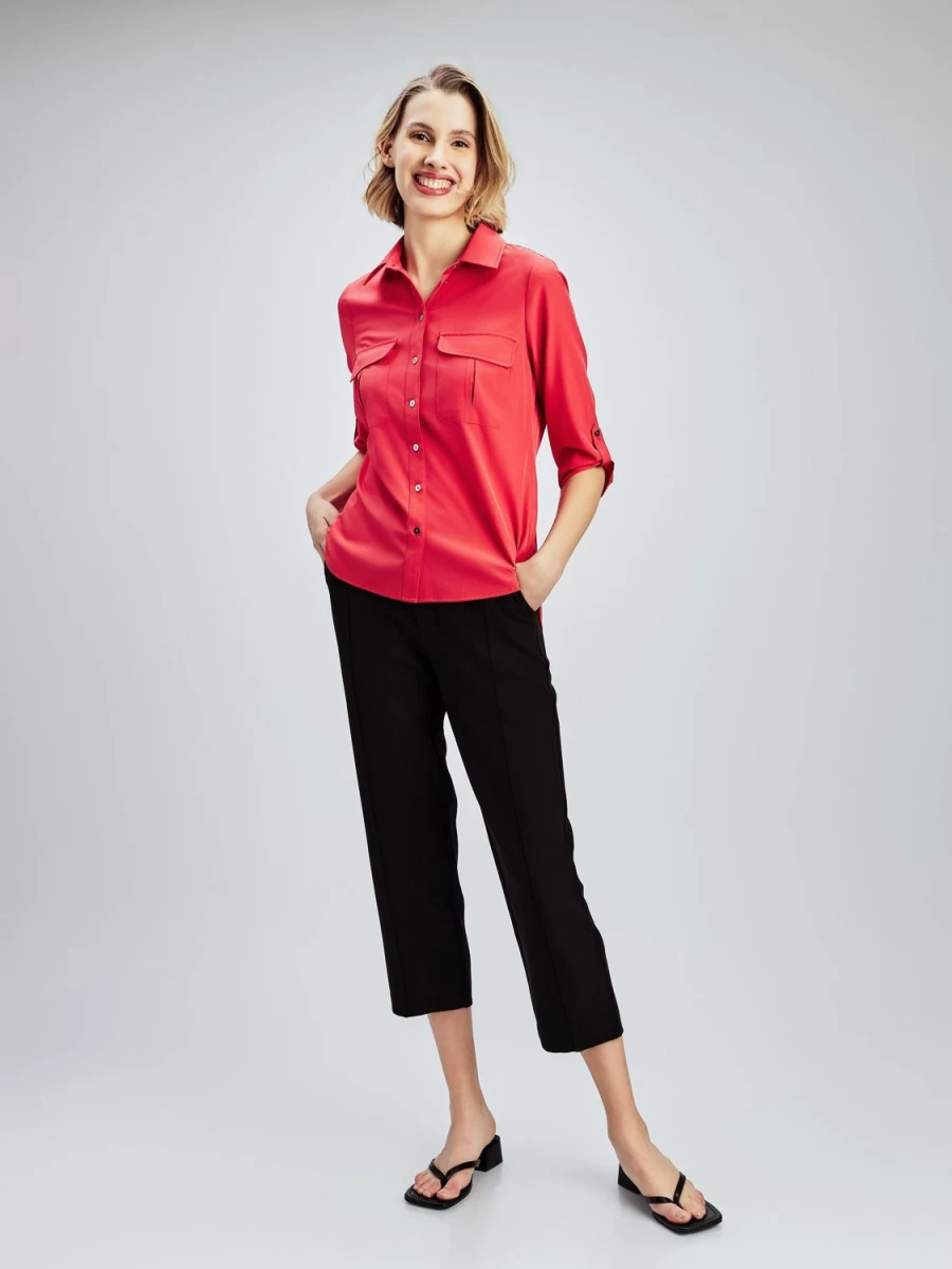 San Francisco Blouses | 3/4-Sleeve Semi-Fitted Blouse With Buttons