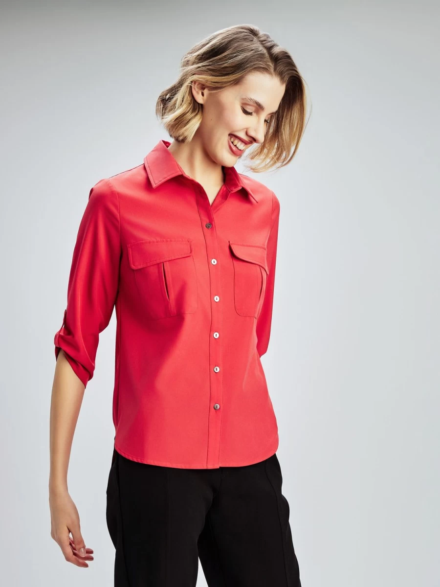 San Francisco Blouses | 3/4-Sleeve Semi-Fitted Blouse With Buttons