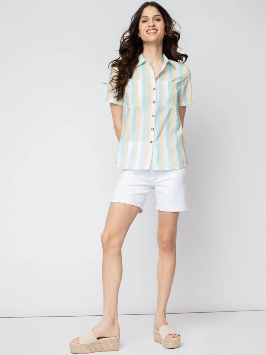 San Francisco Blouses | Short-Sleeve Fitted Blouse With Buttons